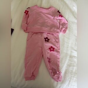 Splendid Pink Star Appliqué Kids Matching Set